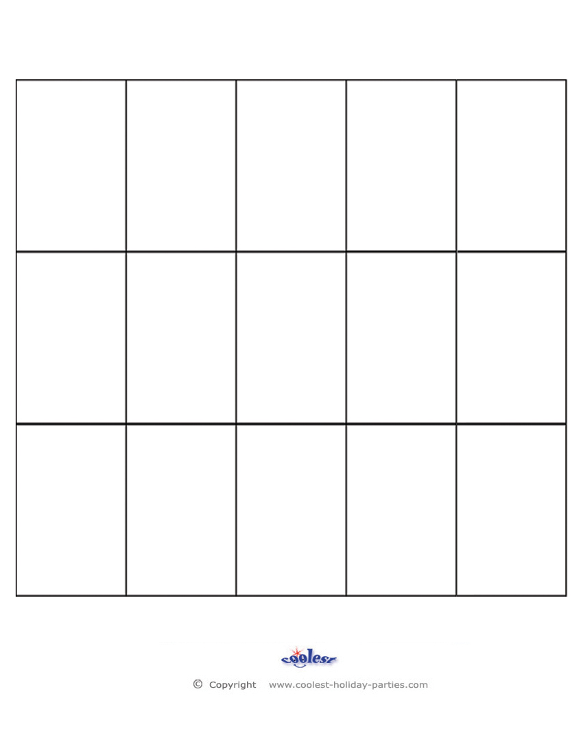 Blank Bingo Call Sheet