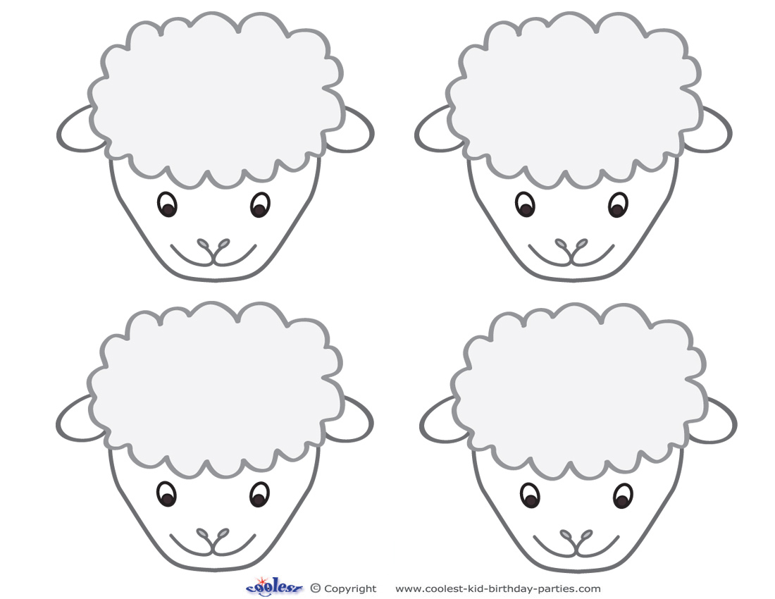 Blank Printable Sheep Face Thank You Cards