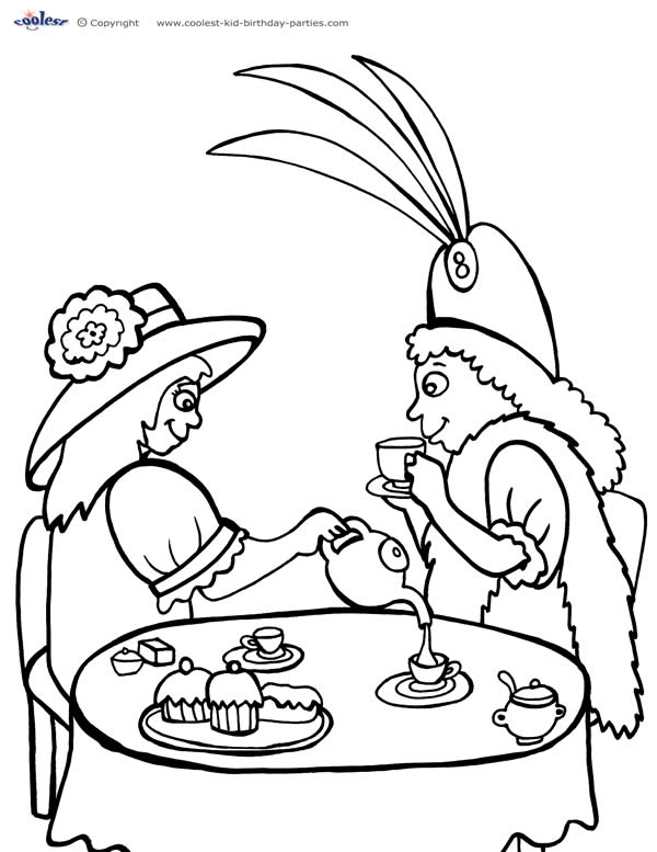 tea party coloring pages free - photo #18
