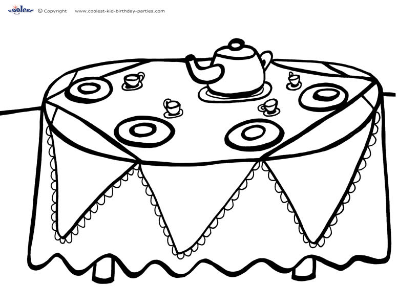 tea party coloring pages free - photo #13