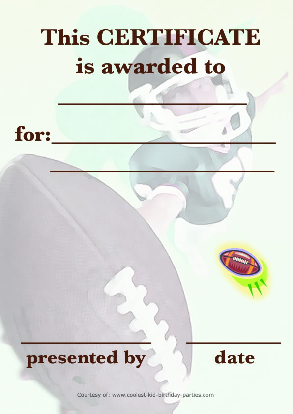 Printable Football Certificate Design