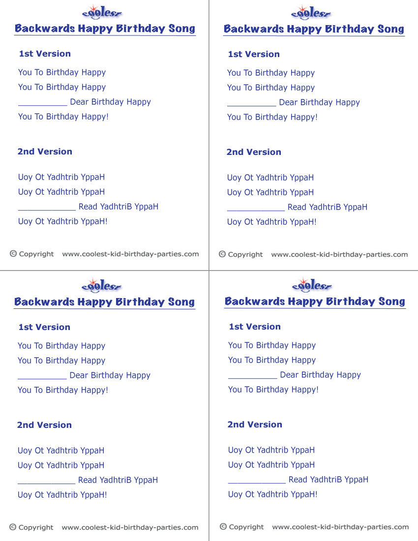 Printable Backwards Happy Birthday Activity Coolest Free Printables