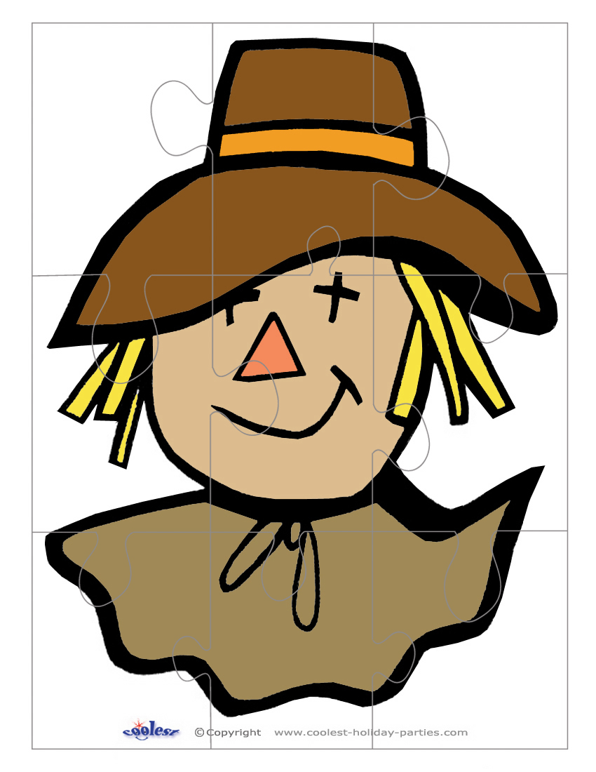 Printable Colored Scarecrow Face LargePiece Puzzle Coolest Free