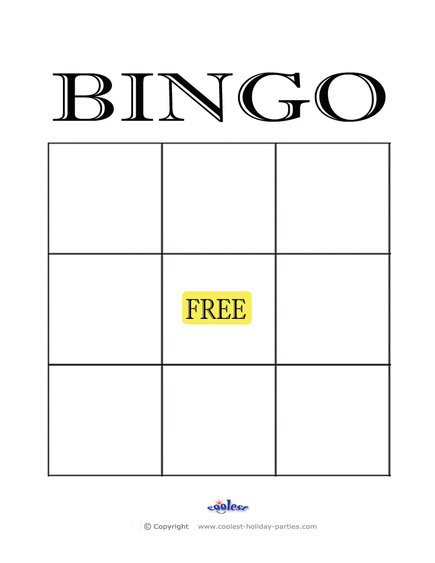 Blank Bingo Board Printable Free Download