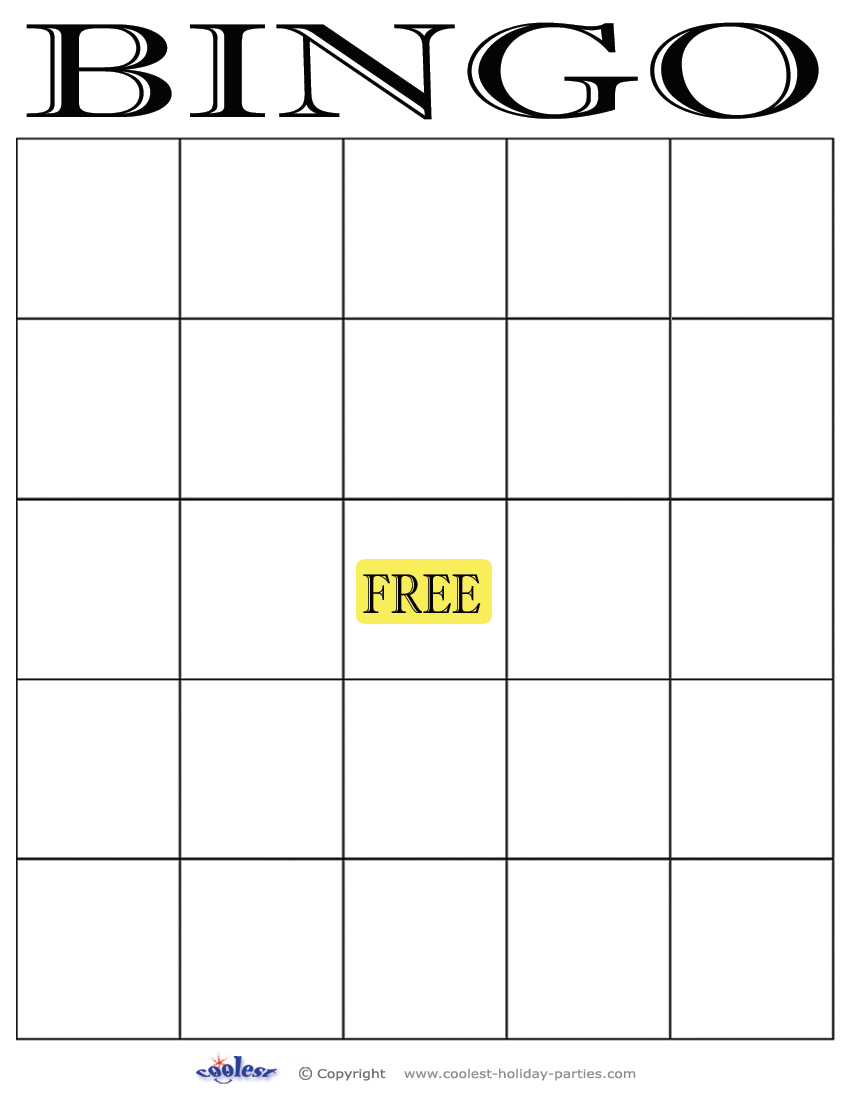 Blank Bingo Board Printable Free