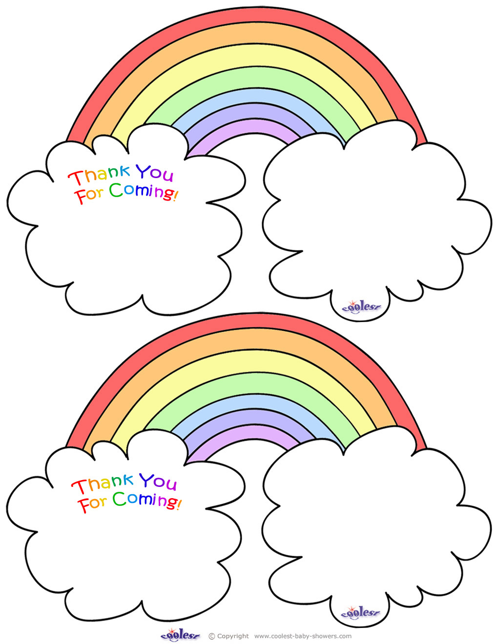 Worded Printable Rainbow Thank You Cards Coolest Free Printables