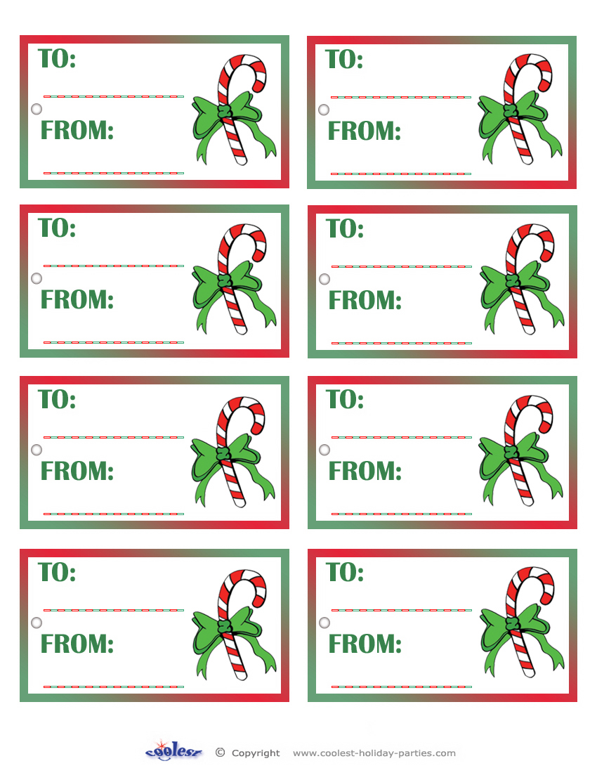 Printable Colored Candycane Gift Tags Coolest Free Printables