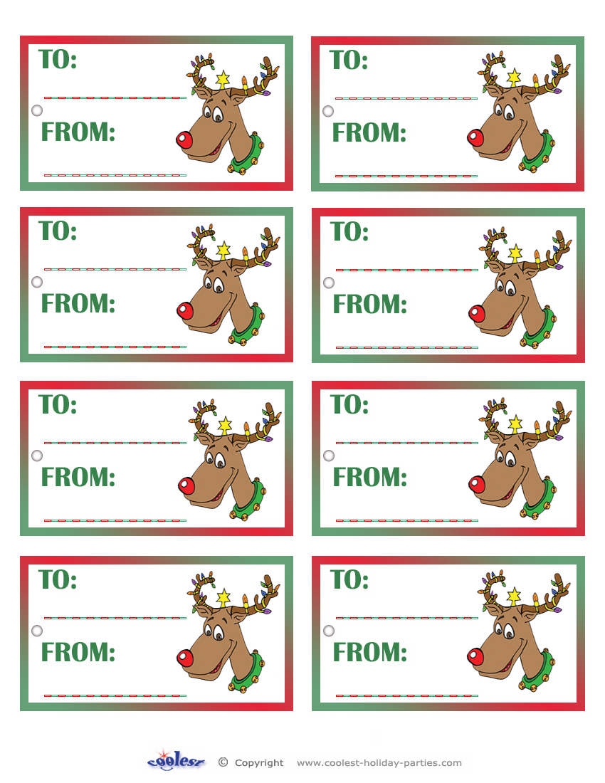 Printable Colored Reindeer Gift Tags - Coolest Free Printables