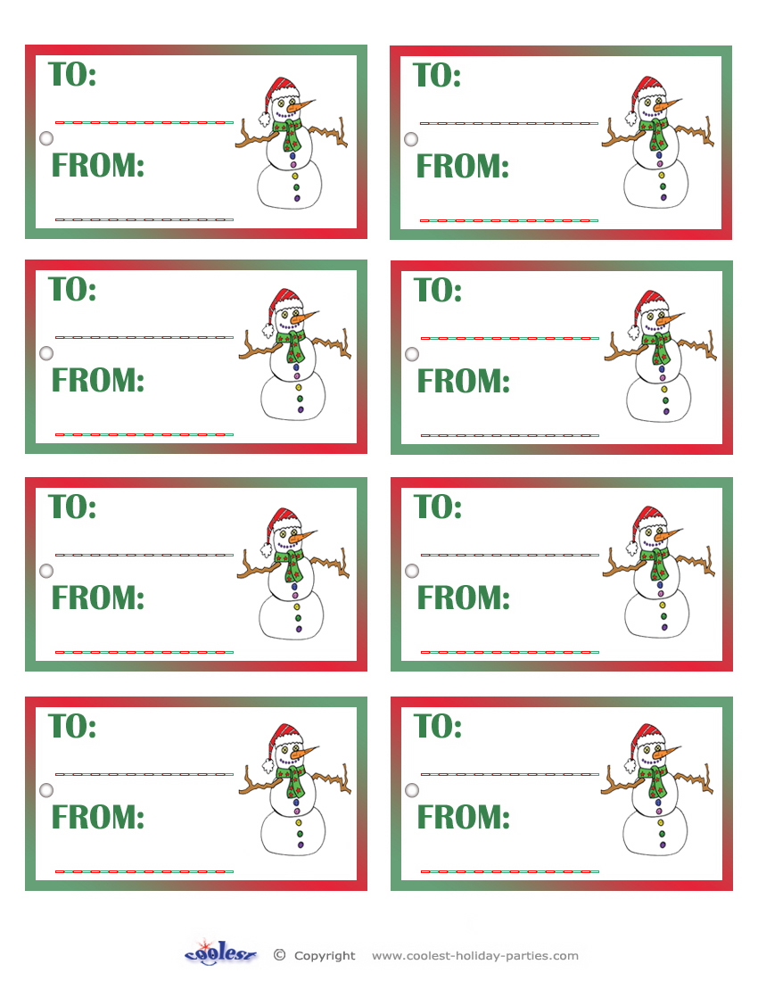 Printable Colored Snowman Gift Tags Coolest Free Printables