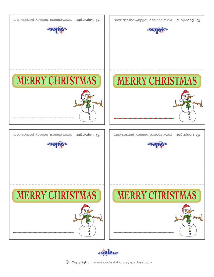 Printable Colored Snowman Placecards - Coolest Free Printables