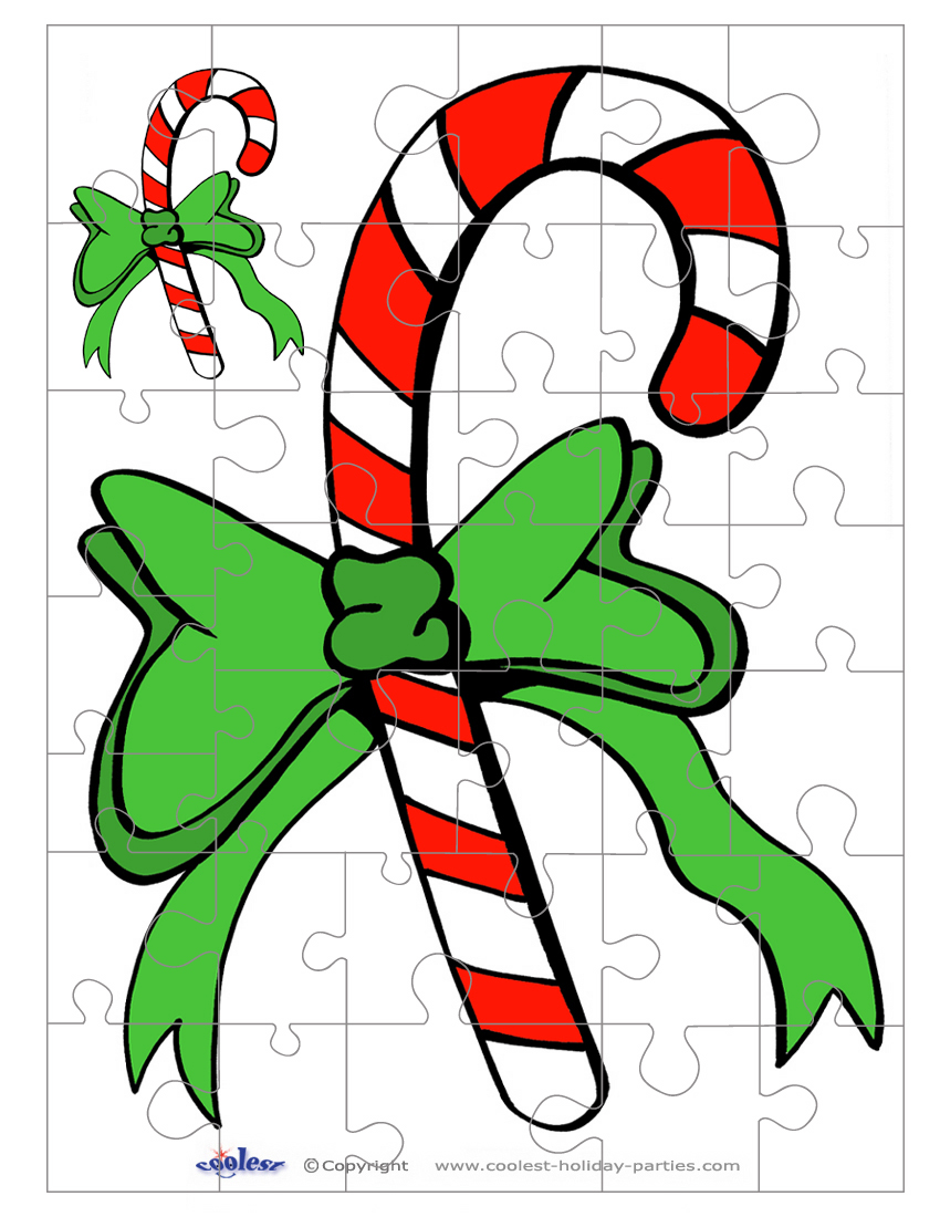 Printable Colored Candy Cane SmallPiece Puzzle Coolest Free Printables
